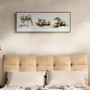 Original and Contemporary Acrylic Painting of a rolling horse in movement decomposition