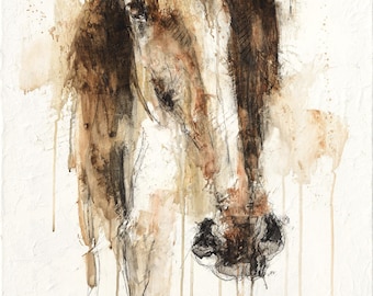 Contemporary Art Painting of an Expressive Horse Head
