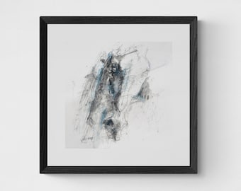 Charcoal and pastels art painting of a modern and expressive horse's head