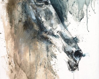 Contemporary Original Fine Art Painting of a Horse Head