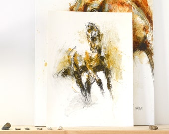 Acrylics and black chalk Painting of a Dressage Horse Contemporary Original Fine Art
