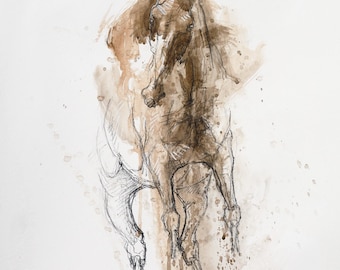 Fine Art Acrylic Original Painting of a Playful Horse