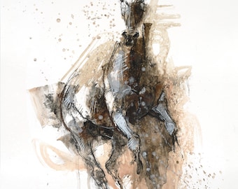 Fine Art Acrylic Original Painting of a Galloping Horse