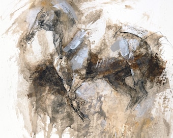 Fine Art Acrylic Original Painting of a Galloping Horse