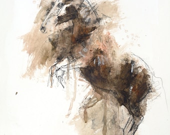 Fine Art Acrylic Original Painting of a Rearing up Horse