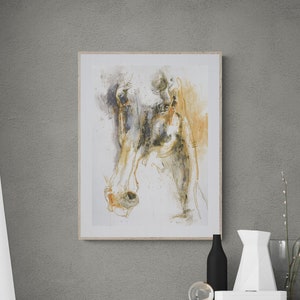 Acrylics and pencils Painting of an Expressive Horse Head image 1