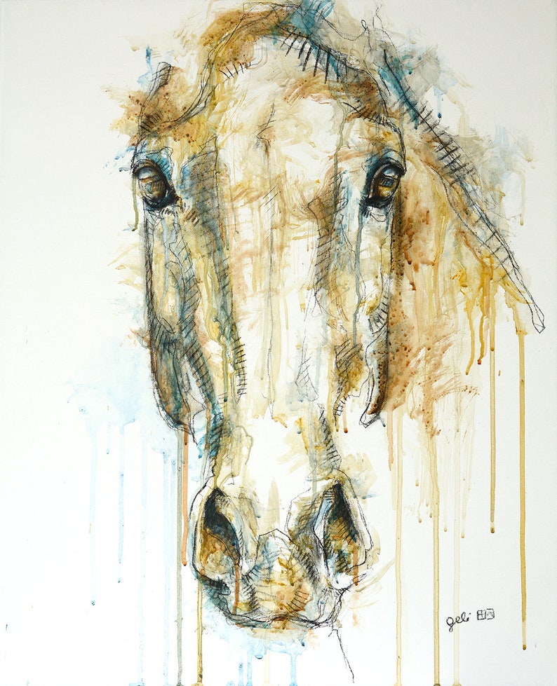 Acrylic Painting of a Horse Horse Head Animal Portrait Etsy