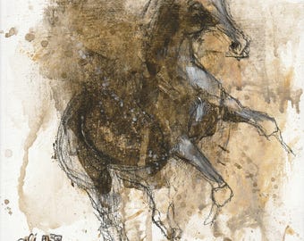 Small Acrylics Painting of a Horse Contemporary Original Fine Art