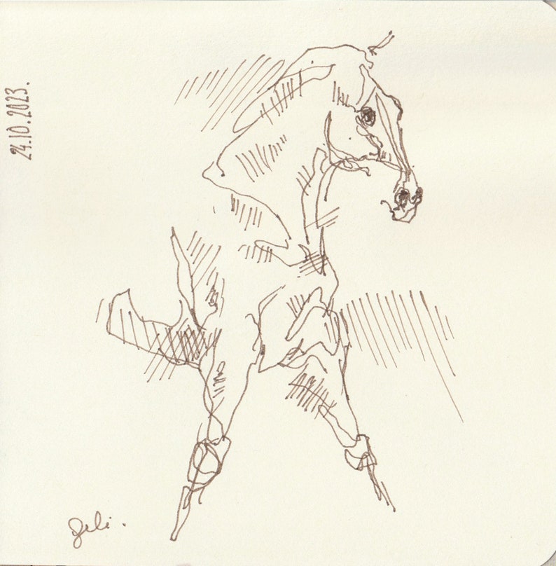 Small Original Art Drawing on Paper of a horse image 1