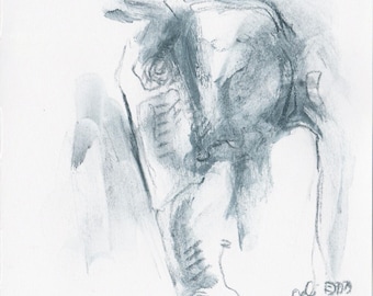 Pencil Horse Head Original Art Drawing on Paper