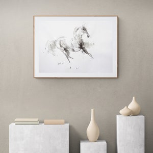 Black ink painting of an expressive galloping horse in motion image 8