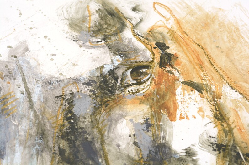 Acrylics and pencils Painting of an Expressive Horse Head image 3