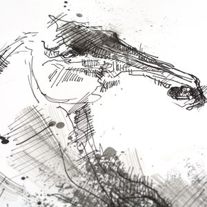 Black ink painting of an expressive galloping horse in motion image 2