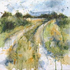 Contemporary Original Fine Art Mixed Media Semi Abstract Landscape Painting