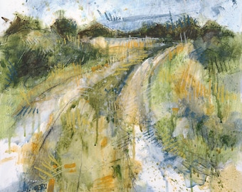 Contemporary Original Fine Art Mixed Media Semi Abstract Landscape Painting