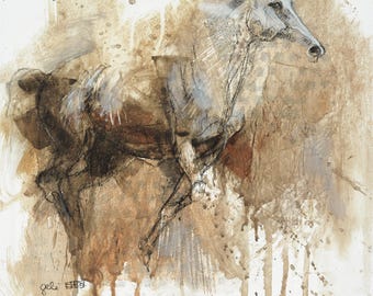 Acrylics Painting of Galloping Horse Contemporary Original Fine Art