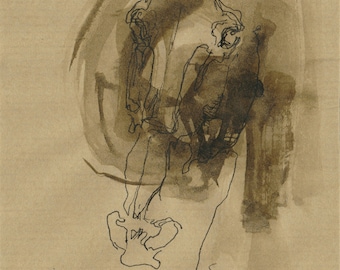 Etude rapide originale à l'encre d'une tête de cheval, Portrait, Art Equestre, Oeuvre Originale, Art Contemporain, Esquisse