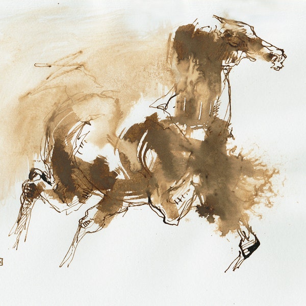 Horse Ink and Pen Drawing on Paper, Contemporary and Original Artwork from an Equine Artist