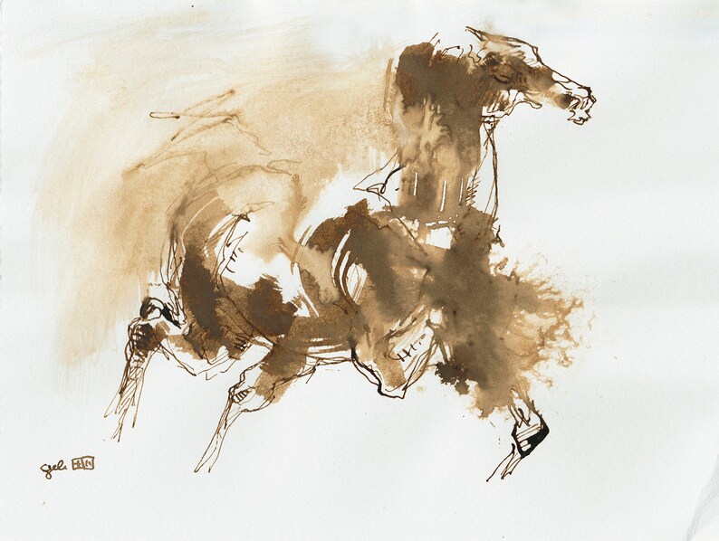 Horse Ink and Pen Drawing on Paper, Contemporary and Original Artwork from an Equine Artist image 1