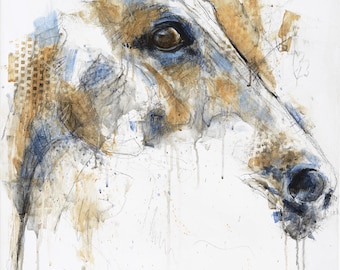 Original and Modern Painting on Canvas of an Expressive Horse Head