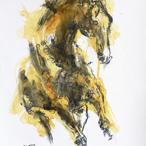 Acrylic painting of a Galloping Horse, Contemporary Original Fine Art, Figurative Art, Animal Art, Equine Artist