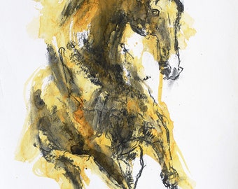 Acrylic painting of a Galloping Horse, Contemporary Original Fine Art, Figurative Art, Animal Art, Equine Artist