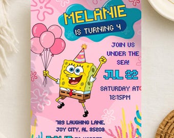 SpongeBob Einladung zum Geburtstag, Under the Sea Party Invite (Digitaler Download)