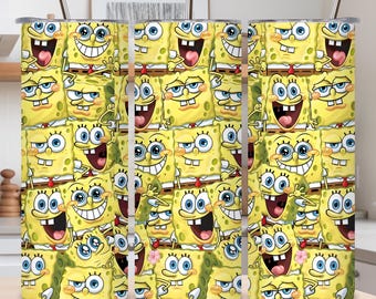 Copo térmico fino de 20 oz do Bob Esponja PNG (Download digital)