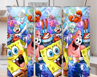 Sponge Bob Tumbler Wrap 20oz | Brüllender Held PNG, Comic Kunst (Digitaler Download)