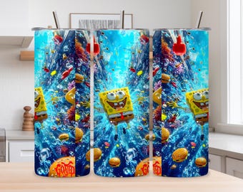 Adesivo para copo térmico do Bob Esponja | Design digital PNG (Download digital)