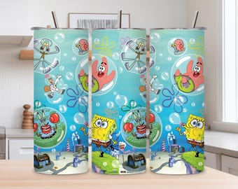 Spongebob Tumbler Wrap | 20 Unzen Skinny Tumbler Design (Digitaler Download)