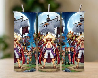 Adesivo para copo térmico de pirata de anime PNG – Design para sublimação de copo fino de 20 oz (Download digital)
