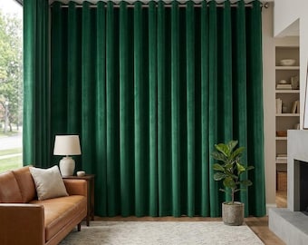 Forest Green Velvet kitchen Curtains: Custom Luxury Drapes