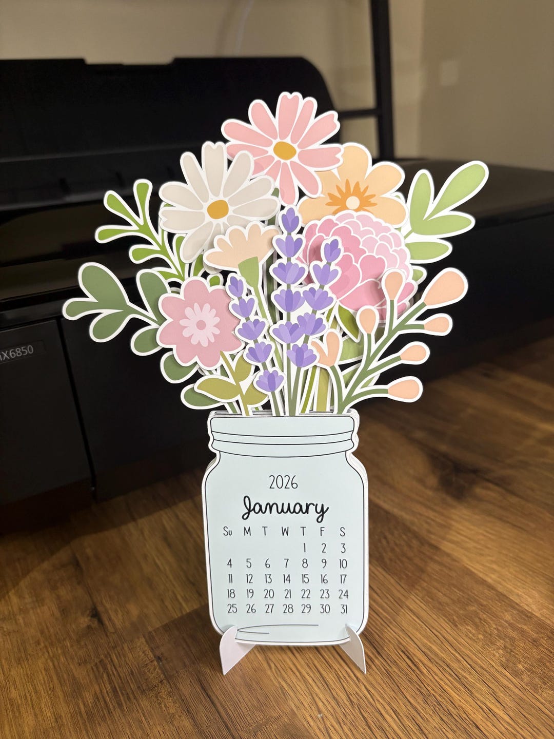 2026 Mini Desk Calendar | Pastel Floral Design | Personalised Option ...