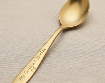 Gepersonaliseerde Gegraveerde Gouden Lepel | Huwelijk Verjaardag Cadeau Vrouw | Naam Datum | Goldener Löffel Graviert