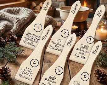 Spatules à raclette personnalisée en bois l Cadeau original