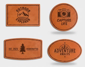 Patch personalizado em couro sintético, gravado com nome ou logotipo – Presente para homens
