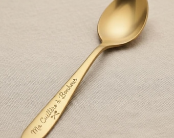 Cuillère dorée personnalisée en inox l Cadeau mariage ou anniversaire