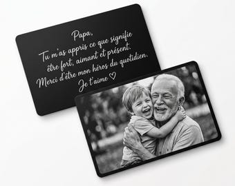 Cartão fotográfico personalizado em metal com gravação a laser – Retrato para presente de casamento do casal – Tamanho de cartão de crédito
