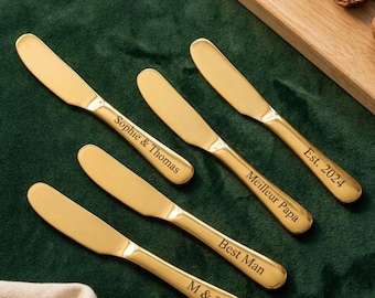 Faca de manteiga personalizada com gravação a laser | Presente para o Dia das Mães | Utensílio de cozinha para convidados de casamento | Talheres artesanais de alta qualidade