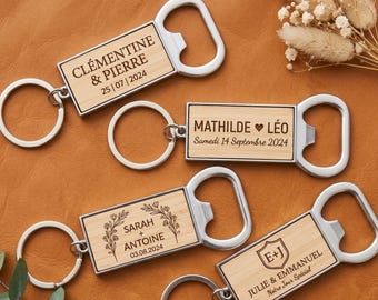 Abridor de Garrafas de Bambu Gravado | Chaveiro Personalizado para Homens | Presente de Cerveja para o Dia dos Pais | Padrinho de Casamento