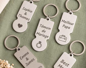 Chaveiro em aço inoxidável com nome gravado | Presente de boas-vindas para casais | Acessório personalizado para casa | Chaveiro familiar premium