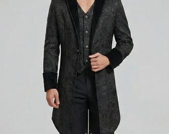 Chaqueta retro steampunk para hombre, frac gótico victoriano, disfraces de Halloween para cosplay.