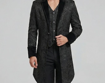 Chaqueta retro steampunk para hombre, estilo gótico victoriano, disfraz de Halloween