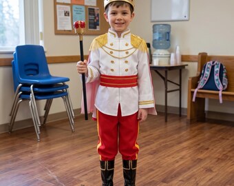 Boys Prince Costume Set, Royal Prince Charming Outfit, Polyester, Halloween Cosplay Dress Up