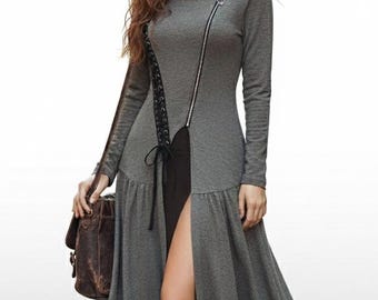 Vestido gótico con capucha, chaqueta larga medieval, abrigo largo de fantasía witchcore