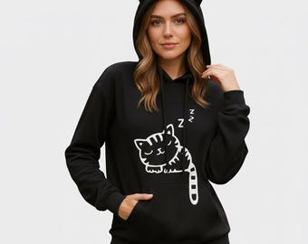 Sudadera con orejas de gato para mujer, estilo animal, estilo kawaii