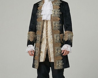 Disfraz histórico rococó victoriano para hombre adulto, uniforme aristocrático masculino, lujoso vestido de gala.