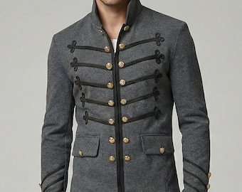 Chaqueta victoriana de inspiración militar para hombre, blazer estilo desfile gótico.
