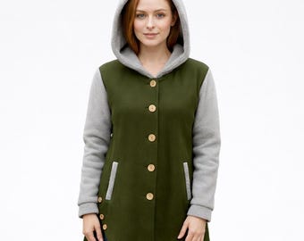 Women Cat Ear Hoodie Coat, Button Front Hooded Jacket, Cute Winter Cardigan